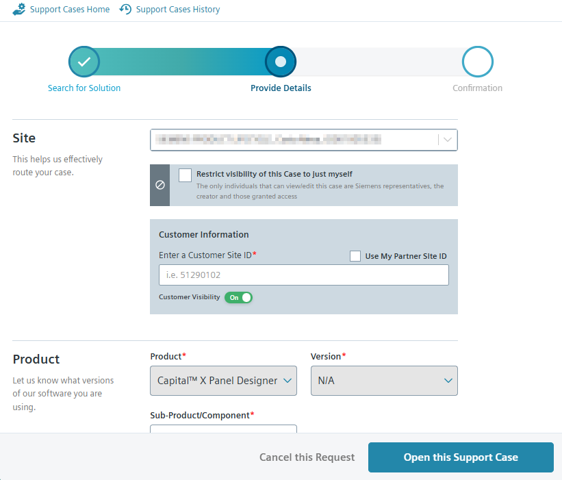 Open this support case